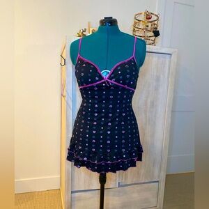 Pink and black skull and heart padded sexy nightgown